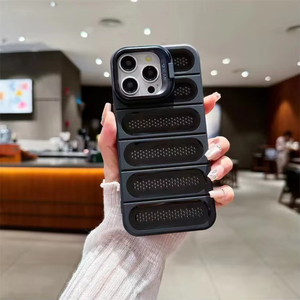 Ins Style Souple <span class=keywords><strong>TPU</strong></span> Dissipation Thermique Téléphone Cas Couverture <span class=keywords><strong>Net</strong></span> Trou Lentille Stand Antichoc pour iPhone 12 13 14 15 16 Pro Max Plus - Product Image 2