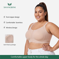 Soutien-gorge d'entraînement SHANGBINI à fermeture éclair frontale, maintien élevé, grande taille, haut de compression performant, logo personnalisé OEM, usine de fitness