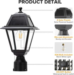 Ngoại thất ánh sáng sân vườn nhôm LED năng lượng mặt trời bài ánh sáng hoàng hôn bình minh không thấm nước LED cực Đèn cột đèn - Product Image 3