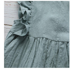 Combinaison d'été personnalisée en coton et <span class=keywords><strong>lin</strong></span> à volants pour fillette, vêtements pour enfants, combinaison-pantalon pour filles - Product Image 2