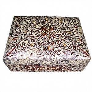 Handmade Eco-Friendly <b>Rectangular</b> Embroidered Wood Gift Box Brocade Floral Design Zari Fancy Designer Brass Inlay Home - Product Image 6