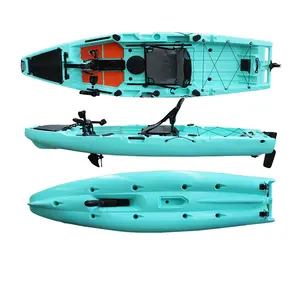 Kayak à pédales de pêche de 10,5 pieds pour la pêche Kayak monoplace pour une personne 11 PE CE VK Grands canoës à pédaler pour la pêche