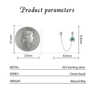 จี้เงินแท้ S925 รูปใบโคลเวอร์สี่แฉก - สร้อยข้อมือแบบใหม่พร้อมสายนิรภัย ขายส่ง เครื่องประดับ DIY สำหรับผู้หญิง - Product Image 2