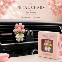 Diffuseur de parfum d'ambiance haut de gamme en plâtre pour voiture, motif tulipe et hortensia, pour grille d'aération, aromathérapie, décoration intérieure féminine