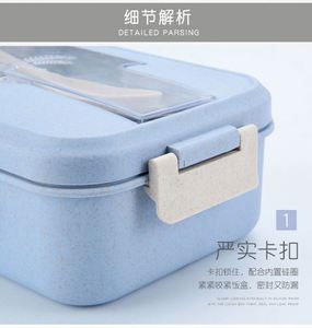 Eco-Friendly Wheat Straw <b>Lunch</b> Box & Flatware <b>Set</b> Disposable PP Material Cartoon Design Back to School Use - Product Image 5