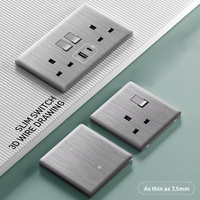 Prise murale standard britannique SUMMAO 13A avec port de charge rapide USB Type C, couleur or champagne, type 86, carrée, 3 broches, en bronze phosphoreux