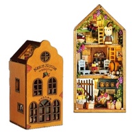 Kit de BookNook DIY personnalisé avec cache-poussière, kit de bricolage serre-livres modèle de construction-Kit de créativité avec lumière LED bricolage maison de poupée Booknook