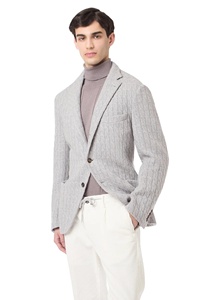 Veste Blazer en Tricot <span class=keywords><strong>pour</strong></span> <span class=keywords><strong>Homme</strong></span> en Gris Heather à Motif Jacquard Simple Boutonnage Veste de Sport Pull <span class=keywords><strong>pour</strong></span> Tenue de Travail Chic et <span class=keywords><strong>D</strong></span>écontractée - Product Image 2