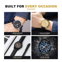 Montre chronographe à quartz pour homme SKMEI 1958, bracelet en cuir véritable, cadran lumineux, résistance à l'eau 3BAR, montre-bracelet décontractée pour affaires