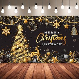 Toile de <span class=keywords><strong>fond</strong></span> pour fête de Noël - <span class=keywords><strong>Fond</strong></span> de scène <span class=keywords><strong>noir</strong></span> et or pour la photographie de l'arbre de Noël et du réveillon du Nouvel An - Décoration de fête - Product Image 1