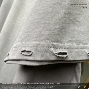 เสื้อยืดคอกลมแขนสั้นทรงโอเวอร์ไซส์ ผ้าฝ้าย 100% หนัก 250GSM ทรงหลวมไหล่ตก สไตล์วินเทจฟอกสี  แบบยูนิเซ็กส์  สำหรับสกรีนลายตามสั่ง - Product Image 3