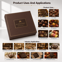 Boîte cadeau en chocolat personnalisée de luxe en carton rigide brun avec feuille d'or, 15 compartiments pour truffes, pralines, emballage de macarons