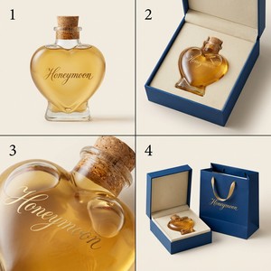 Bocaux à épices en verre en forme de cœur de 80 ml, 150 ml, 5 oz, imprimés à l'écran, avec couvercles en liège, bouteilles à vœux, marque <span class=keywords><strong>Maoya</strong></span> - Product Image 4