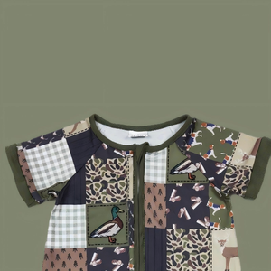 Mono de bebé de manga corta con cremallera verde, estilo caza, con diseño de pato mallard y ciervo, para niños, ropa de bebé de boutique, venta al por mayor, alta calidad, gran oferta - Product Image 5