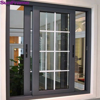 Ventanas Corredizas de Doble Vidrio con Aislamiento Térmico, Ventana Corrediza de Aluminio con Mosquitera para Viviendas