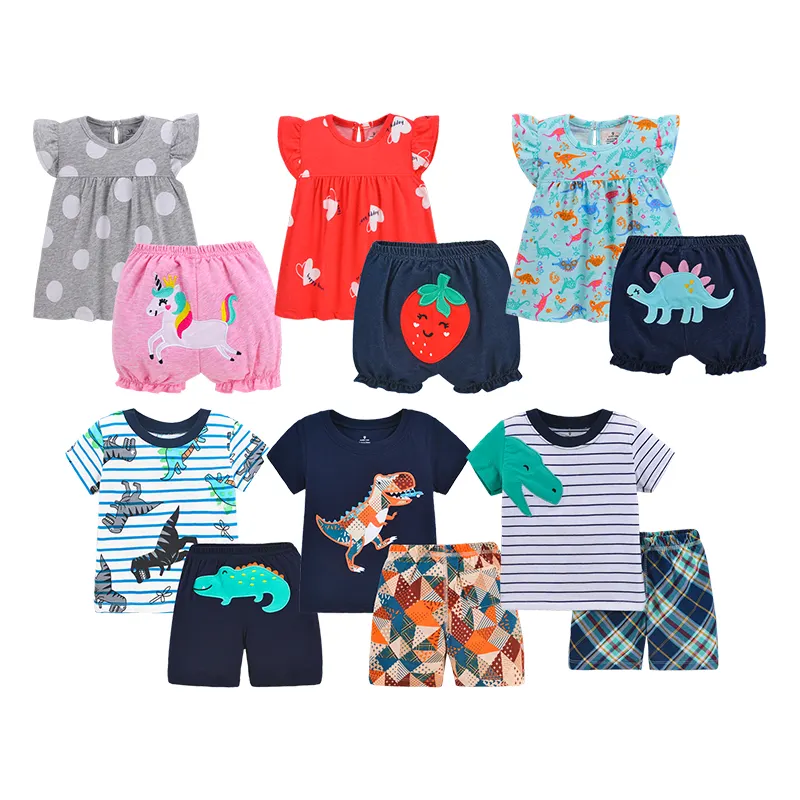 Growprint Hochwertige 2-teilige Baby kleidung Sets Baumwolle Sommer Kleinkind T-Shirt und kurze Hosen Set