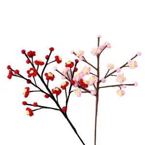 פריחת שזיף פסטיבלים סריגה ידנית מתנה סרוגה פרחים מלאכותיים לעיצוב הבית ענפי פרחים חוט עשה זאת בעצמך מוצר מוגמר