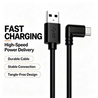Connecteurs USB Type-C coudés USB 3.1 Gen 1 3A, câble de données stable pour charge rapide et liaison VR pour ordinateur