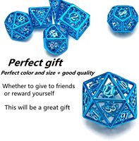 Dragon solide et donjon métal creux dnd chargé rpg jeu de dés personnalisé ragon et donjon dés en métal dés creux bleus