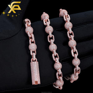 Stile palla VVS Moissanite <span class=keywords><strong>rosario</strong></span> <span class=keywords><strong>catena</strong></span> Hip Hop collana Rapper solido <span class=keywords><strong>925</strong></span> <span class=keywords><strong>argento</strong></span> 10mm glassato Moissanite <span class=keywords><strong>catena</strong></span> a sfera - Product Image 2