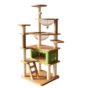 Tiragraffi per Gatti con Cuccia Integrata, Capsula Spaziale e Palo Alto, in MDF, Stile Carino, Superficie Liscia - Product Image 1