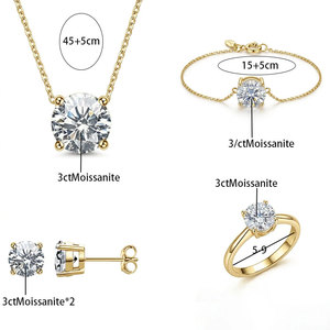 S925 Zilver 4-delige vierklauw solitaire moissanite sieradenset 1/2/3CT ketting armband ring oorringen GRA sieraden - Product Image 6