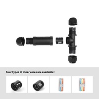 Conector de Cable de Iluminación LED para Exteriores Profesional IP68 1 Entrada-2 Salidas EW-M25TC Conector Impermeable de 5 Pines Tipo T