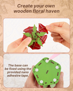 3D Wood Flower Toddlers Creative Educational Cartoon DIY Laser Cut Jigsaw Puzzle for 5 to 7 years kids - Product Image 4