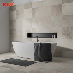Bañera KKR Negra, <span class=keywords><strong>Bañeras</strong></span> Independientes, Bañera de Piedra Artificial, Bañera Independiente de Piedra Pumica, Bañera de Superficie Sólida para Remojo - Product Image 4