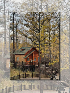 Casa di legno nella decorazione della parete della foresta mini stile di vita moderna arte tela pittura naturale 40*60 cm per soggiorno e hotel - Product Image 2