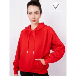 Sweat à capuche Vetega à manches longues avec poche kangourou, épaules tombantes et cordon de serrage réglable - Product Image 2