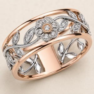 Anello con Design Floreale Bicolore per Donne - Product Image 6