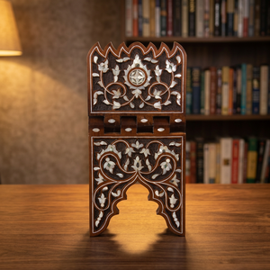 Support de livre de prière rectangulaire moderne en bois massif poli, présentoir pour Coran et Rihal, idéal pour le Ramadan, la table ou comme décoration murale musulmane - Product Image 1