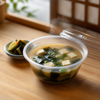 Bol jetable en plastique transparent 360 ml 100x55 mm avec couvercle, petit et moyen, pour nouilles, soupe, plats à emporter, en PP de qualité alimentaire