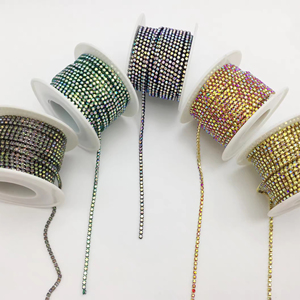 Accessoires DIY en gros pour bijoux, chaussures, nail art - Strass à dos plat à motif chaîne griffe SS6 en métal durable - Product Image 1