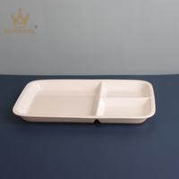 Assiette rectangulaire en céramique à 3 compartiments, plateau de service en porcelaine sectionné, assiette séparatrice pour la maison et les restaurants