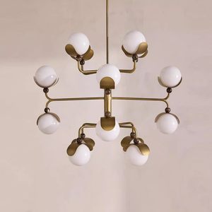 Lustre multi-têtes de style nordique, rond, doré, avec douille E27, pour salon, loft, éclairage de plafond - Product Image 3