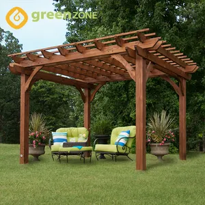 Kit de sistema de techo de lupa impermeable, Gazebo de madera de plástico para exteriores, jardín, pérgola de madera WPC