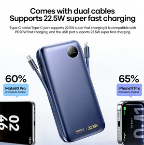 Built-in QC22.5 Fast <b>Charging</b> <b>Cables</b> Power Bank Smart Digital Display High Capacity 20000mAh FP-130 FP-130 FP-130 FP-130 FP-130 - Product Image 3