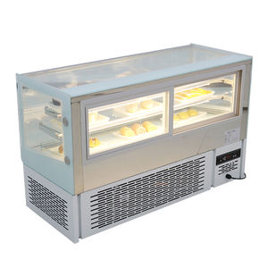 <span class=keywords><strong>Vitrine</strong></span> <span class=keywords><strong>en</strong></span> <span class=keywords><strong>verre</strong></span> de gâteau à <span class=keywords><strong>angle</strong></span> droit de café de conception moderne <span class=keywords><strong>vitrine</strong></span> avec éclairage de LED présentoir à gâteau de réfrigérateur impeccable - Product Image 5