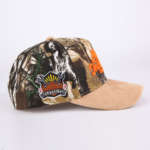 Casquette de baseball personnalisable à 5 panneaux en sergé <span class=keywords><strong>avec</strong></span> broderie 3D et impression numérique motif Real Tree – Chapeau de sport unisexe - Product Image 3