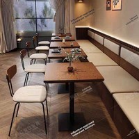 Combinaison Table et Chaises en Bois Massif Style Rétro pour Café, Salon de Thé, Bistro, Restaurant Occidental, Bar, et Mobilier de Restauration (Qingba)