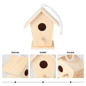 Ahşap el yapımı ışıklı dekoratif asılı kuş evi ve yuva DIY yaratıcı kuş besleyici kapalı açık hava bahçe dekorasyonu - Product Image 5
