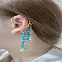Elf Lily of the Crystal grava Valley Tassels Ear Cuff Bride Earclip Pendientes amatista Hada pendiente Joyería para mujer (un par)