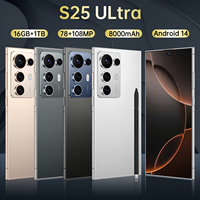 Téléphone portable S25 Ultra 5G Déverrouillage par reconnaissance faciale Grand écran 16 Go + 1 To Deca Core HD Android 14 Smartphone OEM d'usine