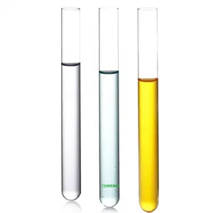 Tubo de ensaio de plástico para produtos vidreiros de laboratório, tubo de ensaio de vidro de tamanho diferente com rolha de cortiça
