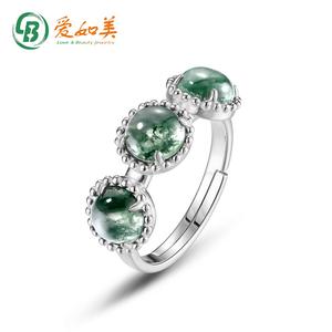 カスタムモス瑪瑙エタニティリング女性フィンガージュエリー約束婚約結婚式スリーストーン925スターリングシルバーダイヤモンドリング - Product Image 6