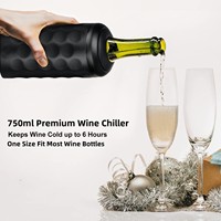 Reekoos Ensemble de seau refroidisseur de bouteille de vin portable en acier inoxydable à double paroi isolé sans glace pour le champagne de fête