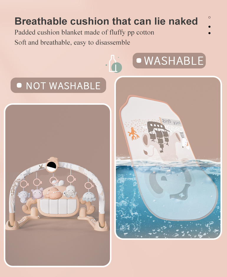 Soft infant fitness rack activity musical pedal keyboard piano gym play mat sleeping portable baby toy