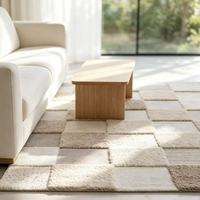 Tapis Marron Haut de Gamme pour Salon de Villa, Textures Modernes Brutes, Tissage Plat Fait à la Machine, Décoration de Luxe Faite à la Main pour la Maison